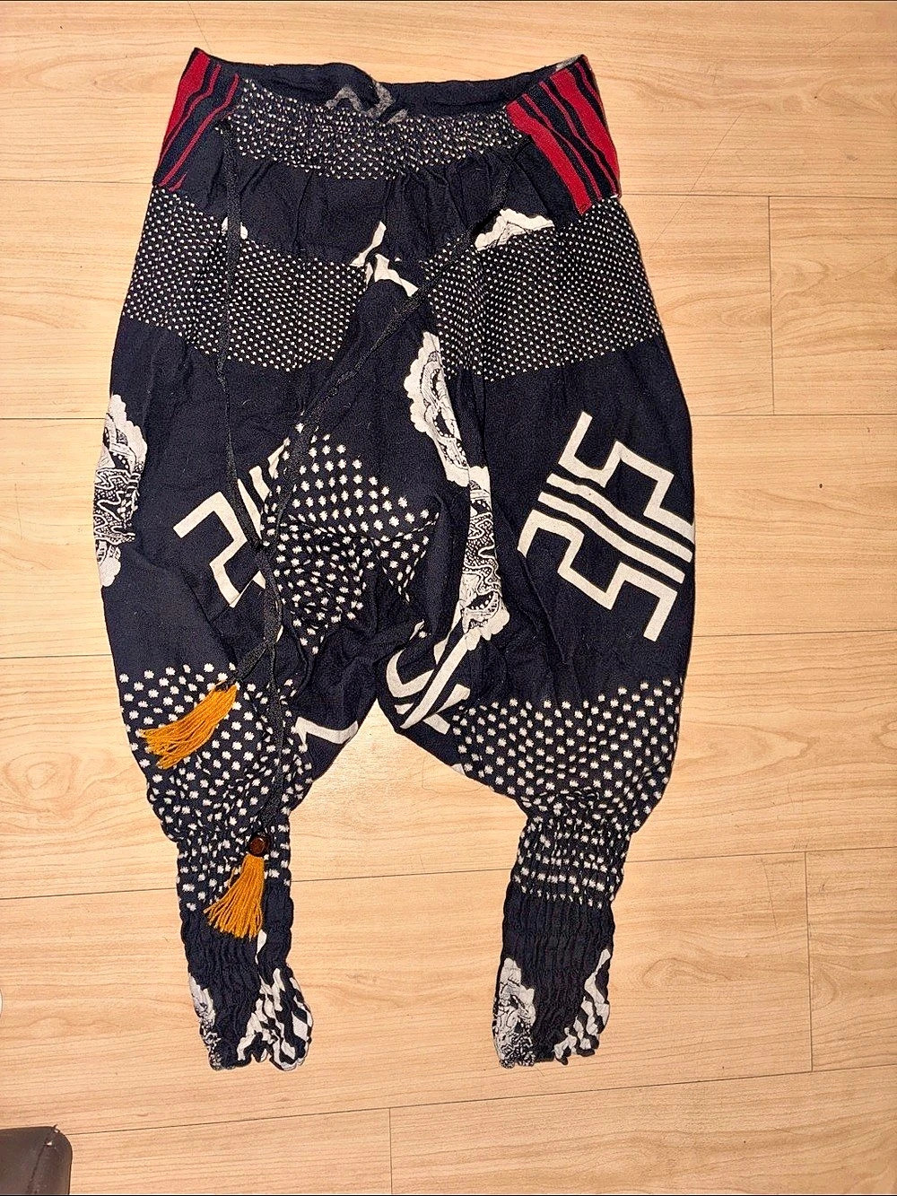 Siamurai Samurai Harem Pants Women's Black & Red 100 percent cotton